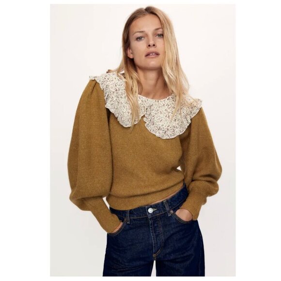 Zara Sweaters - Zara sweater with ruffle peter pan collar
